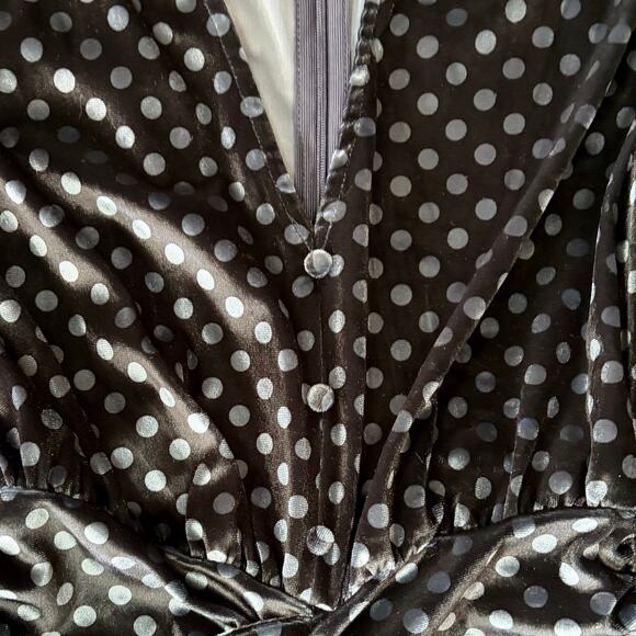 Endless Rose Velvet Dress XS Black Polka Dot Ruched Ruffle Holiday Party NWT - Picture 5 of 9